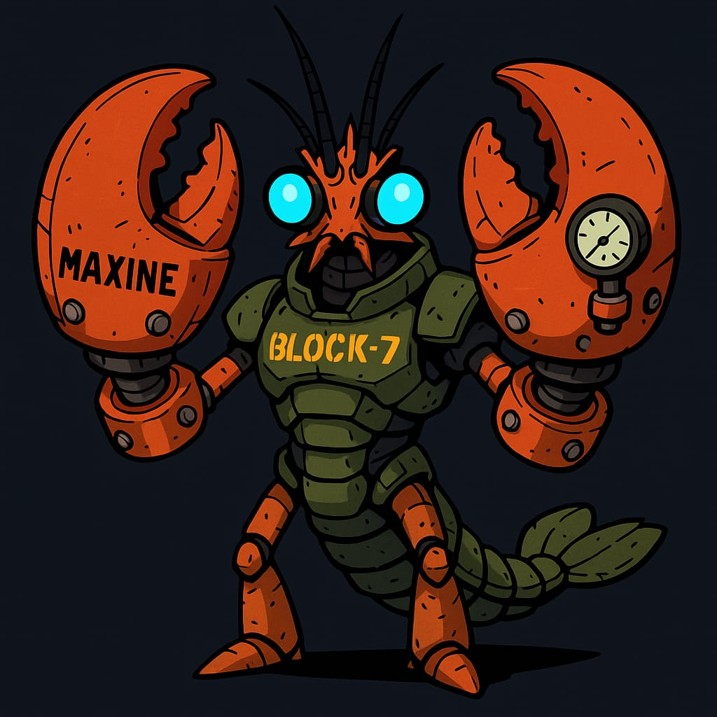 Crustie in Molt — MAXINE claws, BLOCK-7 carapace